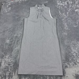 Banana Republic Dress Womens Size 6 Blue White Seersucker Sleeveless Ruffle Neck